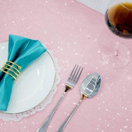 TCBESTO Sequin Tablecloth 50" x 50" Square Pink Glitter Tablecloth Cover Metallic Sequence Table Clothes for Birthday Party Baby Shower Wedding