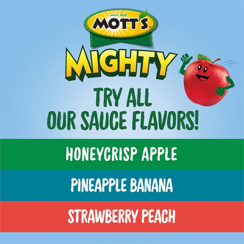 Mott's Mighty Applesauce Variety Pack, 3.2 oz Clear Pouches, 48