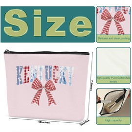 Sldpngo Labor Day 4th of July Memorial Independence Day Army USA Military American Makeup Bag Gifts Coquette Bow Travel Toiletry Cosmetic Bag for Women