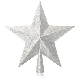com-four® Christmas Tree Topper in Star Shape, Silver Star for the Christmas Tree Topper, Christmas Tree Decoration, Plastic Christmas Tree Decoration, Shiny Christmas Star