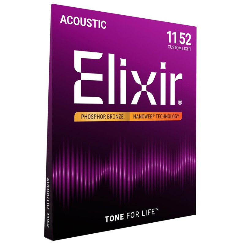 Elixir Strings, Acoustic Guitar Strings, Phosphor Bronze with NANOWEB Technology,