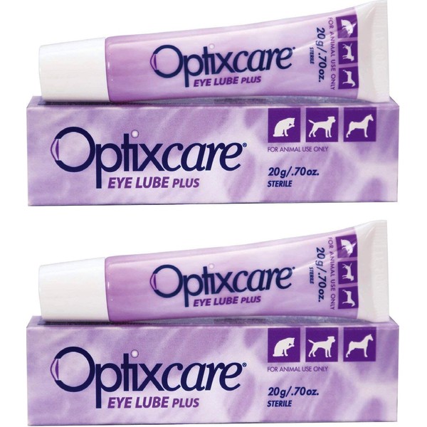 OptixCare Pet Eye Lube Plus + Hyaluron 20g for Dog Cat Horses (#DAA (2-Pack))