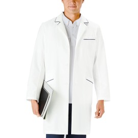 Medical Uniform White Coat Men's Coat Medical Coat (Half Length) KAZEN Off White X Navy Size 4L 114-18