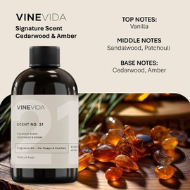 VINEVIDA [4oz] Cedarwood & Amber Fragrance Oil for Candle Making - Made in USA Candle Scents for Candle Making - Natural Candle Fragrance Oil - Scents for Soap Making