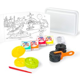 Staedtler FIMO Kids Tool Box Alien 8039 02 10-Piece Tool Box with Child-Friendly Tools and Oven-Hardening Modelling Clay