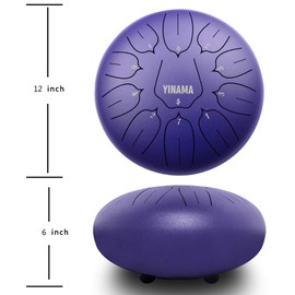 Yinama Steel Tongue Drum Percussion Instrument 11 Notes 12 inches