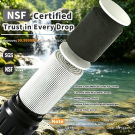 Personal Water Filter Straw Outdoor Portable Water Purifier Filtration Survival Gear for Hiking, Camping, Travel and Emergency Preparedness