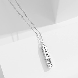 Fryneauy Celtic Bar Urn Necklace for Ashes 925 Sterling Silver Pendant Necklace Keepsake for Ashes Memory Keepsake Cremation Jewelry for Women