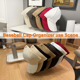 CARUUYI Hat Stand Organizer for Baseball Caps,Caps Display,2 Pack Clear Acrylic Hat Organizer Stand for 16 Caps, Ideal for Bedroom, Closet, Dresser, Office, and Entrance Display