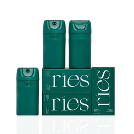 RIES Starter Set Travel Bottles 3pk 1.7oz Airless Pump for Shampoo, Conditioner, Body & Face, Leak-Proof, TSA-Approved, Dishwasher Safe (Green)