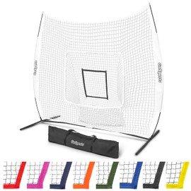 GoSports Team Tone 7 ft x 7 ft Baseball & Softball Practice Hitting & Pitching Net in Team Colors - White