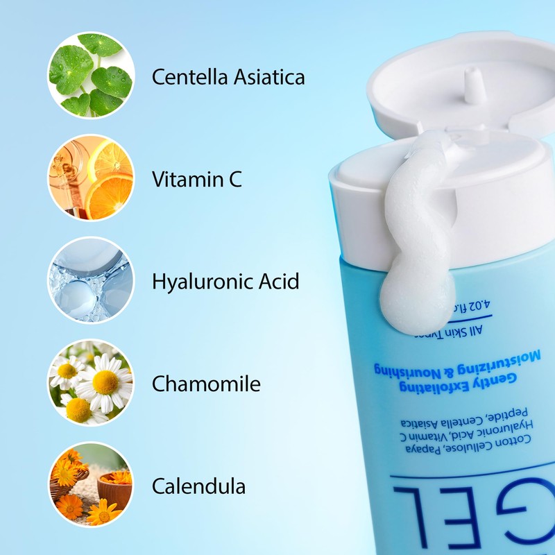 Ebanel Brightening Peeling Gel with Cotton Cellulose, Rice, Papaya, Centella,