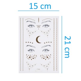 Kare & Kind Temporary Flash Stickers (3 sheets), Face Metallic Art Tattoo (5 sheets), Rhinestone Mermaid Face Jewels (3 Sheets) - Waterproof, Fake Jewelry, Glitter, Bohemian, Costume, Party, Coachella