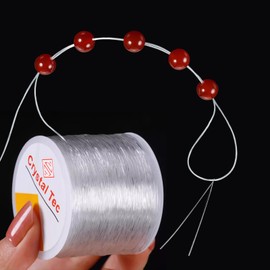 DAITET Elastic Thread Beading Bracelet Strong & Stretchy Clear Crystal String Elastic Thread Beading Bracelet Cord for Jewelry Making Bracelet Beading Thread 4 Rolls