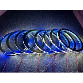 SDO 8PCS 6.5"" Dream Chase Car LED Speaker Ring Light Kit RGB Color Shift Coxial Speaker Rings Multiple Music Dancing Flow Spacer Ring Light Can Controlled by Remote and Bluetooth APP Simultaneously