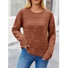 Yousify Womens Long Sleeve Sweaters Casual Crewneck Cable Knit Crochet