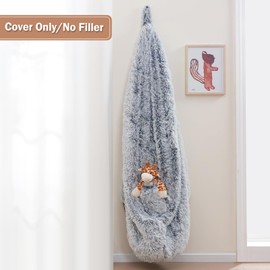 Comfy Soft Bean Bag Chair Cover for Teens Adults Boys, Living Room Furniture No Filler Cover Only, Stuffed Animal Bean Bag Chair with Side Pocket Anti-Slip Bottom