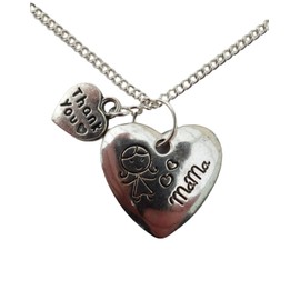 Silver Plated Necklace Mama Love Heart Charm