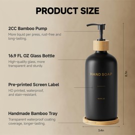 Prus Waso Matte Black Soap Dispenser, Hand Soap Dispenser for Kitchen Sink, Handsoap Dispenser for Bathroom. (Black & Hand)