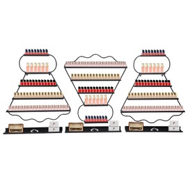 Wall Mounted Nail Polish Racks, 6PCS Metal Display Rack Badminton Shaped Cosmetic Display Cases Lipstick Perfume Wall Shelf for Home Spa Nail Salon Shop, Hold Up to 420 Bottles (Black)