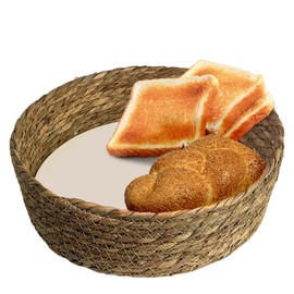 G GENLEAS Large Bread Warmer Basket with Stone, 11x11inches Bread Basket for Serving Tortilla Sourdough Bread Pizza, Bread Storage Container