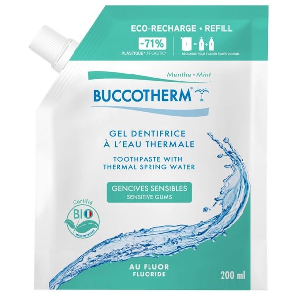 Buccotherm Gel Dentifrice à l'Eau Thermale Gencives Sensibles Bio, Recharge 200 ml