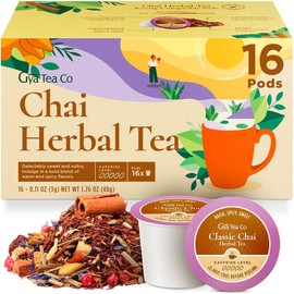Gya Tea Co Chai Herbal Tea Pod (16 ct) - Decaf Hot Tea with Aromatic & Mellow for Smooth & Comfort