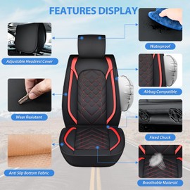 Nilight Car Seat Covers Custom Fit 2009-2024 F150 and 2017-2024 F250 F350 F450 Waterproof Wear-Resistant Faux Leather Anti Slip Cushion Set (2PCS Front Seats Cover)