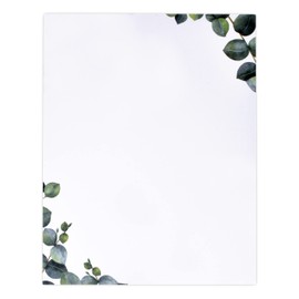 Eucalyptus Greenery Stationery Paper Letterhead Sheets 100 Pack Floral Green Leaves Design 8.5" x 11" Double Sided For Writing Letters Wedding Invitations Crafts Computer Office Note Printing Supplies