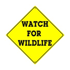 Watch For Wildlife Xing Crossing Wildlife Animal Caution Danger Hunter Novelty Road Wall Décor Diamond Metal Aluminum 12"x12" Sign