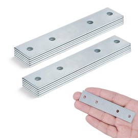 Flat Metal Brackets for Wood | 10 Pcs Galvanised Steel Straight Mending Plates (4 inches) | Metal Joining Plate for Repairing Shelves, Tables, Cabinets, Chairs, | Straight Wood Furniture Bracket
