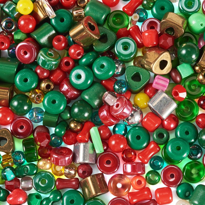 Magibeads 227Pcs Assorted Glass Seed Beads for Jewelry Making Christmas