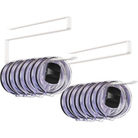 2 Pack Tumbler Lid Organizer, Horizontal Tumbler Lid Storage Hook to Hold Up 20 Lids, for Kitchen Storage (White)