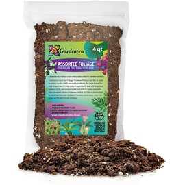 Gardenera Assorted Foliage Potting Mix - Premium Quality Blend for Healthy Root Development and Striking Greenery - 4 Quart