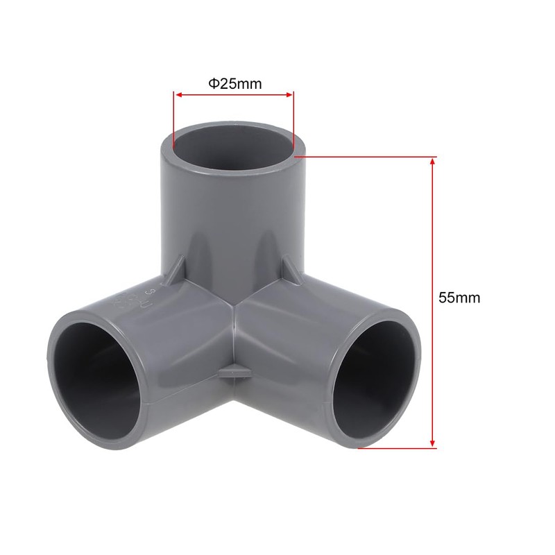 sourcing map 3-Way Elbow PVC Pipe Fitting Furniture Grade 25mm