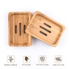 Gurkkst 2 PACK Natural Wooden Bamboo Soap Dish Storage Holder