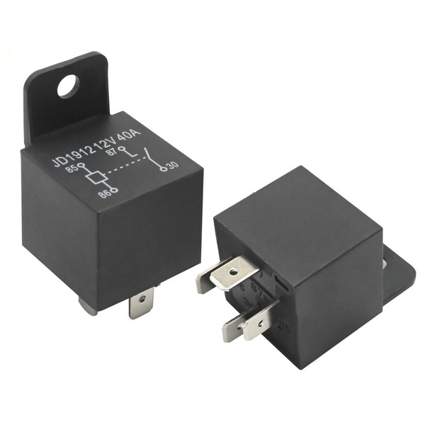 Hoypeyfiy 2Pcs JD1912 Automotive Relay, 4 Pin 40A 12V SPST