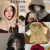 Balaclava Women's Hooded Winter Scarf & Hat Combo lf3498 One Size/XL (60cm) Pullover Button Hood - Khaki 4ea