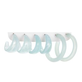 Acrylic Colorful C Earrings,Boho Resin Hoops Earrings for Women Chunky C Shape Hoop Earrings Sets Party Vacation Jewelry (blue)