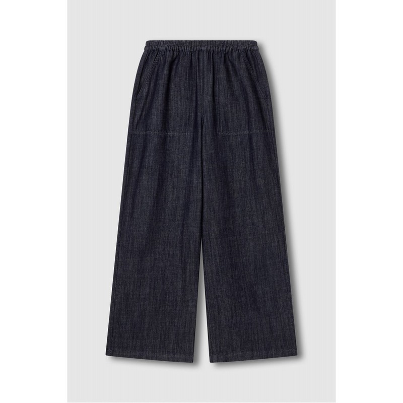JAJU [JAJU] Women's Relaxed Fit Wide Jeans_Navy