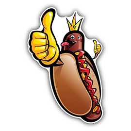 Zirni Hot Dog King Cartoon Sticker Decal Design 3" X 5"