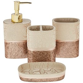 Sweet Home Collection Bathroom Accessories Unique Collections Modern Classic Contemporary Decorative Beautiful Designs Bath Shower Tub Décor, 4 Piece Set, Parker(Pack of 1)