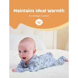 PATPAT Baby Clothes with Premium Soft Wool, Footie Pajama for Baby Boy Girl, Tencel Lyocell Romper Sleeper with 2-Way Zipper, Bunny Bluebell, 12-18 Months