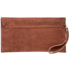 Caspar TL708 Women's Velour Suede Clutch Bag Evening Bag with Hand Strap, antique pink