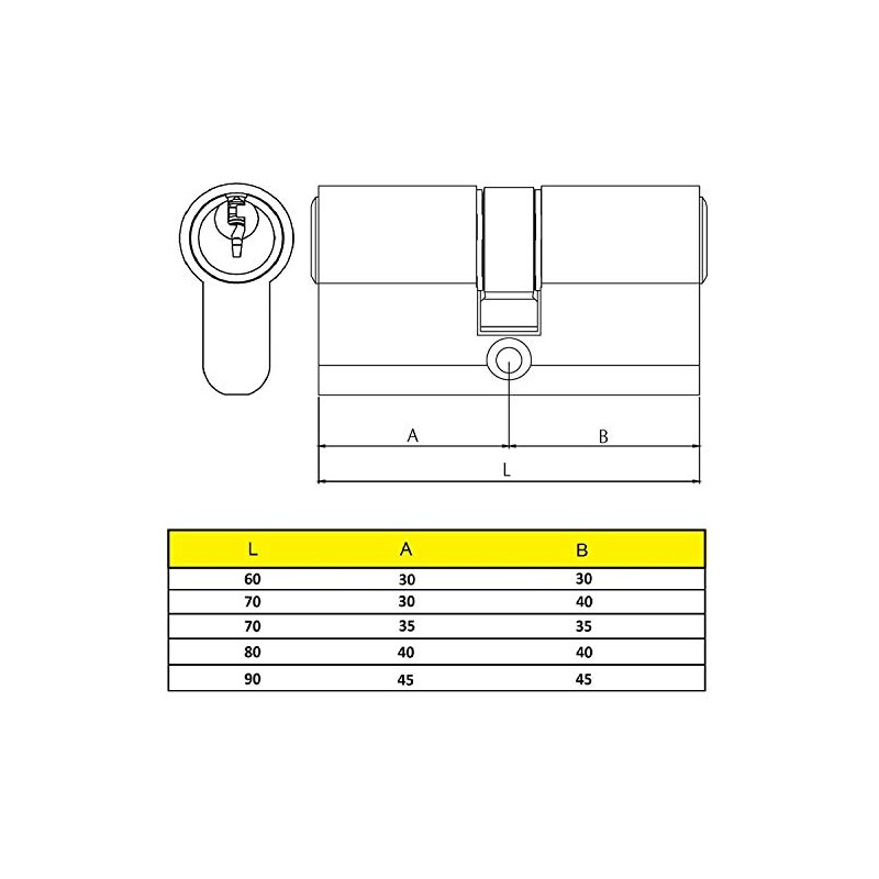 Yale Y54055LT Standard Cylinder YL5 Brass 40 x 55 mm