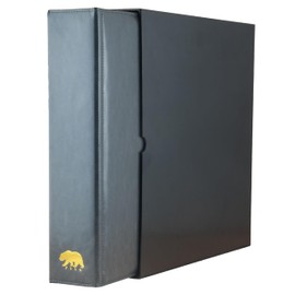 Ursae Minoris Estate Library Deluxe 4 Q-Ring Large Format Binder for Coins, Trading Cards, Stamps, Currency, Bank Notes, Documents, and Other Collectibles - Dark Gray with Black Slipcase