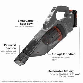 BLACK+DECKER 20V dustbuster Small Vacuum Cleaner Portable Vacuum Hand Held Cordless for Home and Car, Includes Rechargeable Battery (BCHV001C1)