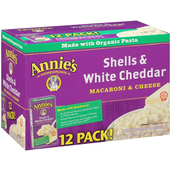 Annie's Homegrown Macaroni and Cheese, Shells and White Cheddar, 72 Ounce