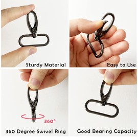 15Pcs 1.5 Inch Metal Lobster Clasps Claw Push Gate Gunmetal Swivel Snap Hooks for Keychain Purse Handbag Making Straps Leather DIY Craft Project