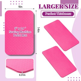 Drydiet 2 Pcs Sewing Machine Foot Pedal Non Slip Pad Sewing Machine Muffling Mat Reduce Vibrations Noise No Slip Pedal Accessories for Quilting (Pink)